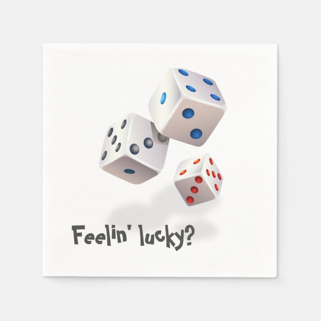 White Dice With Colourful Dots Napkin (Front)