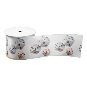 White Dice With Colourful Dots Satin Ribbon