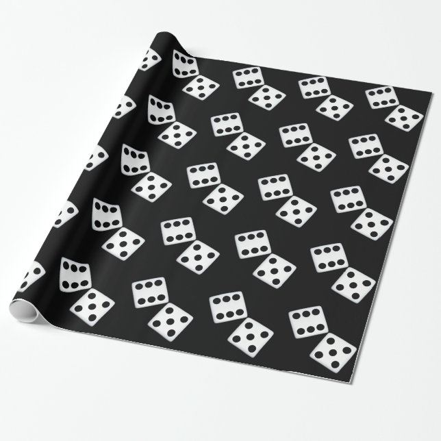 White Dice Wrapping Paper (Unrolled)