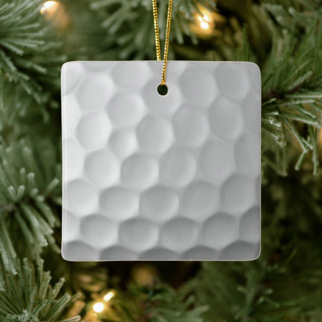 White Dimpled Golf Ball Texture Ceramic Ornament (Tree)