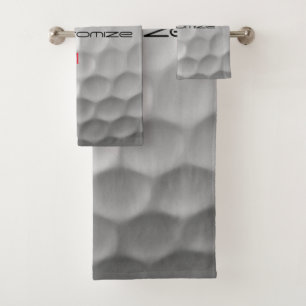 White Dimpled Golf Ball Texture Custom Name Number Bath Towel Set