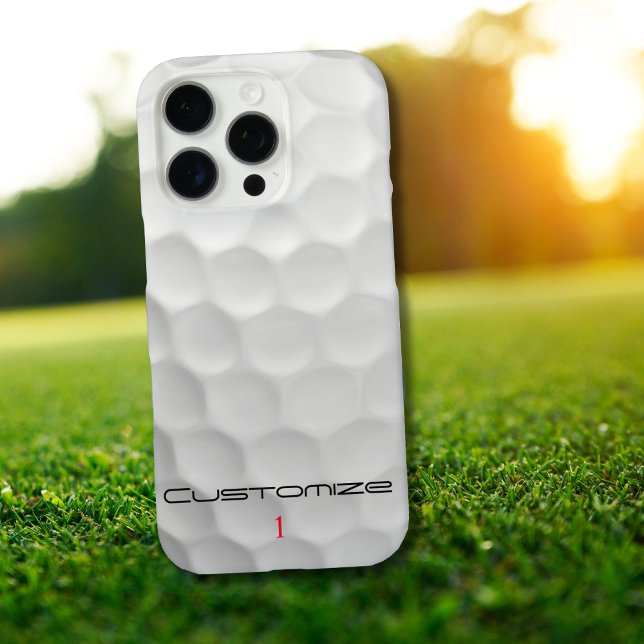 White Dimpled Golf Ball Texture Custom Name Number Case-Mate iPhone Case (Creator Uploaded)