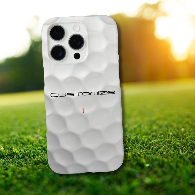 White Dimpled Golf Ball Texture Custom Name Number Case-Mate iPhone Case (Creator Uploaded)