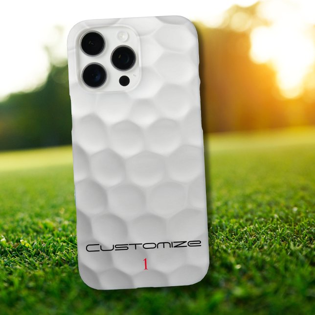 White Dimpled Golf Ball Texture Custom Name Number Case-Mate iPhone Case (Creator Uploaded)