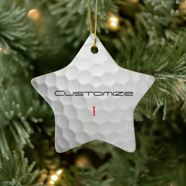 White Dimpled Golf Ball Texture Custom Name Number Ceramic Ornament (Tree)