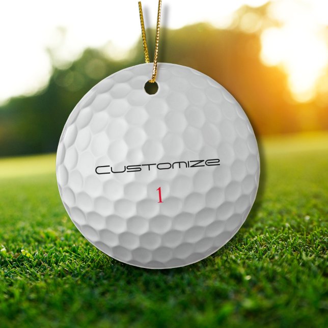 White Dimpled Golf Ball Texture Custom Name Number Ceramic Ornament (Creator Uploaded)