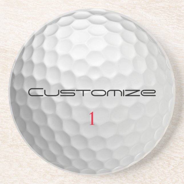 White Dimpled Golf Ball Texture Custom Name Number Coaster (Front)