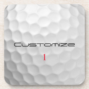 White Dimpled Golf Ball Texture Custom Name Number Coaster