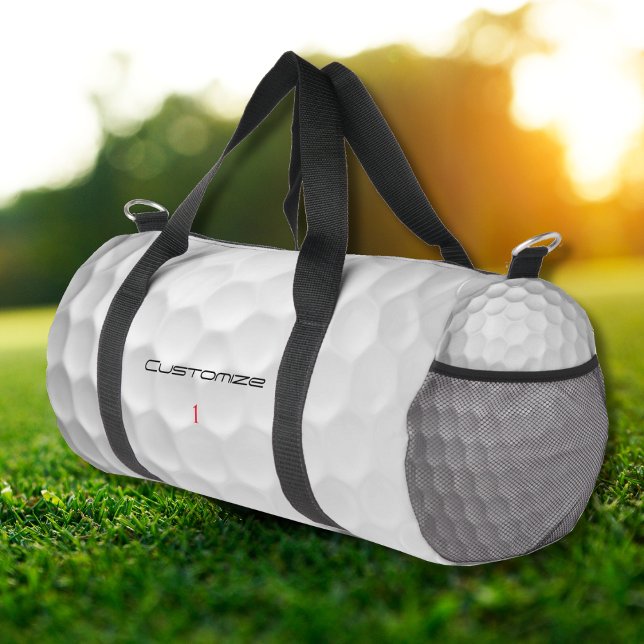 White Dimpled Golf Ball Texture Custom Name Number Duffle Bag (Creator Uploaded)