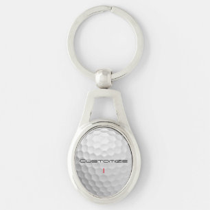 White Dimpled Golf Ball Texture Custom Name Number Keychain