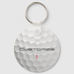 White Dimpled Golf Ball Texture Custom Name Number Keychain