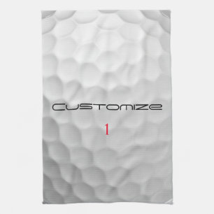 White Dimpled Golf Ball Texture Custom Name Number Kitchen Towel