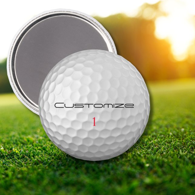 White Dimpled Golf Ball Texture Custom Name Number Magnet (Creator Uploaded)