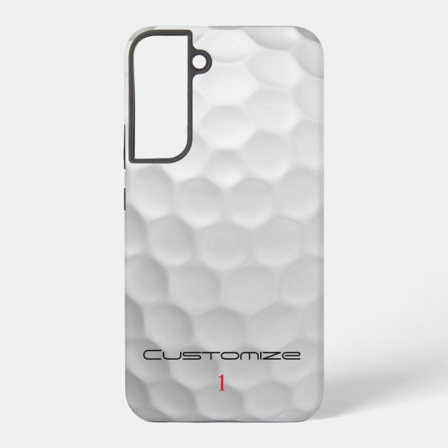 White Dimpled Golf Ball Texture Custom Name Number Samsung Galaxy S22+ Case (Back)
