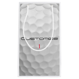 White Dimpled Golf Ball Texture Custom Name Number Small Gift Bag
