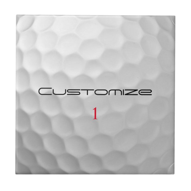White Dimpled Golf Ball Texture Custom Name Number Tile (Front)
