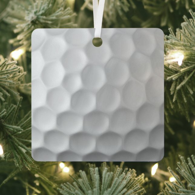 White Dimpled Golf Ball Texture Metal Ornament (Insitu)