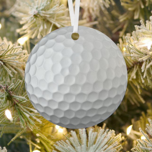 White Dimpled Golf Ball Texture Metal Ornament (Insitu)