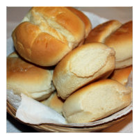 White Dinner Rolls In a Bread Basket Photo