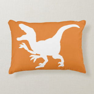 White Dinosaur Raptor Silhouette Accent Pillow