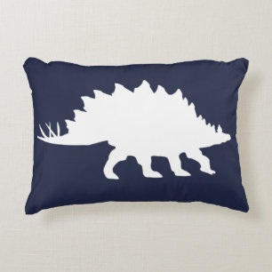 White Dinosaur Stegosaurus Silhouette Accent Pillow