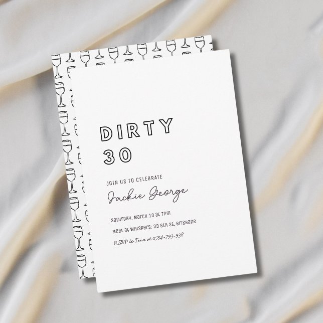 White Dirty Trente 30e Vin Invitation Anniversaire (Créateur téléchargé)