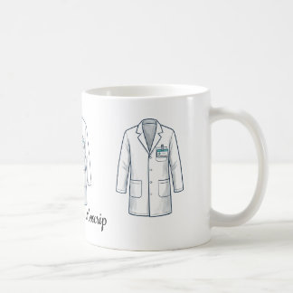 White Doctor Coat with Teal ID Badge Coffee Mug