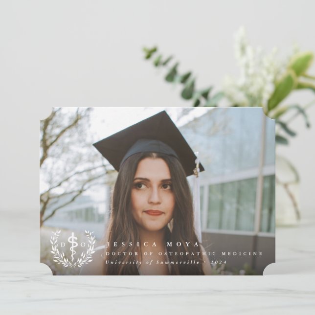 White Doctor of Osteopathic Medicine Graduation Announcement (Standing Front)