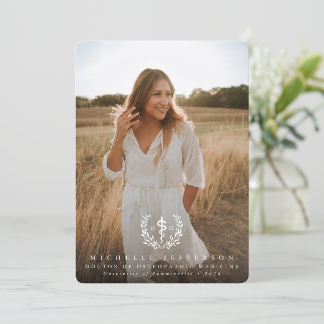 White Doctor of Osteopathic Medicine Graduation Announcement (Standing Front)