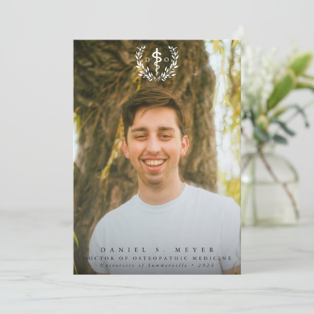 White Doctor of Osteopathic Medicine Graduation Announcement (Standing Front)