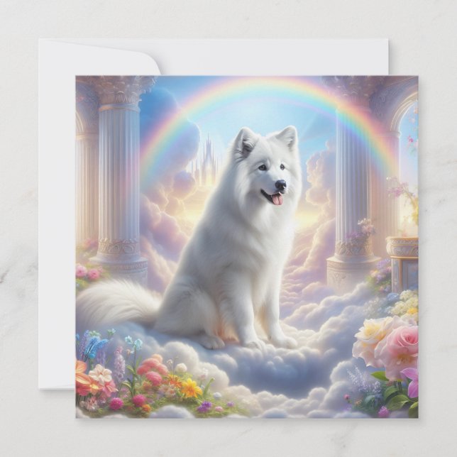 White Dog at Rainbow Bridge in Heaven Art (Front)