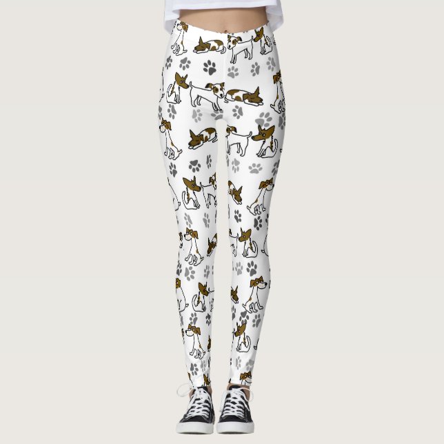 White Dog Cartoon Leggings (Front)
