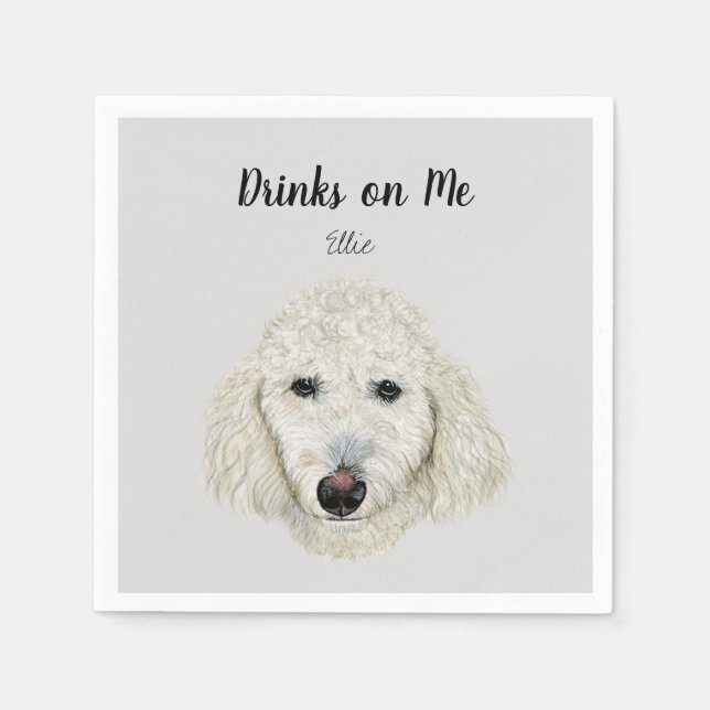 White Dog Cocktail Napkins (Front)