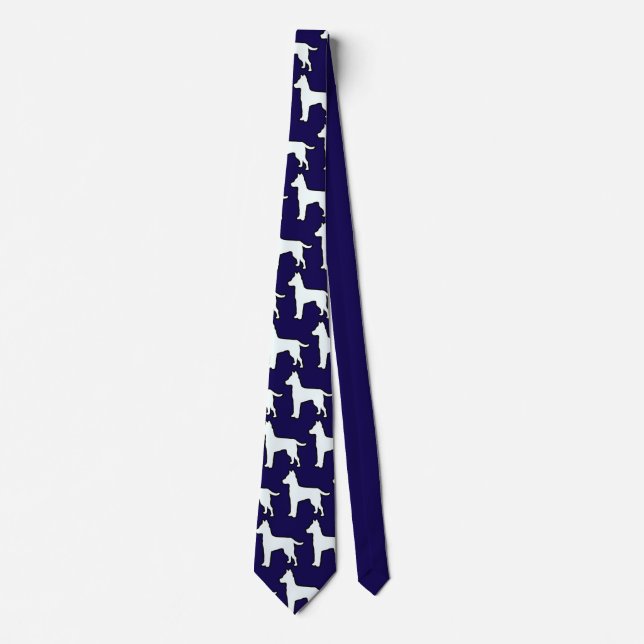White Dog Dark Blue  Tie (Front)