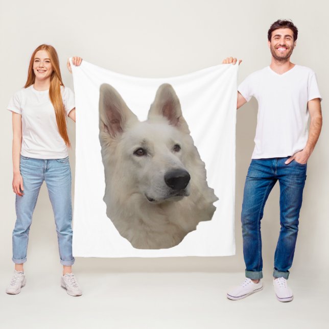 white dog head fleece blanket (In Situ)