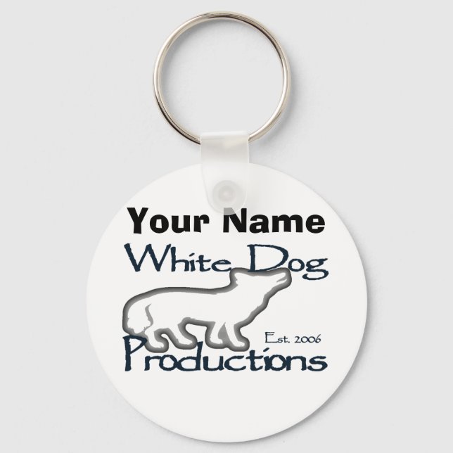 White Dog - Keychain (Customize or Personalize) (Front)