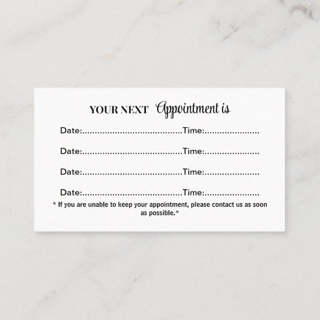  White Dog Paw on black Pet Grooming Service  Appointment Card (Back)