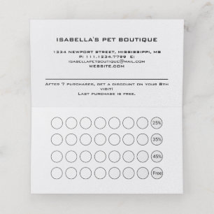  White Dog Paw on black Pet Grooming Service  Loyalty Card