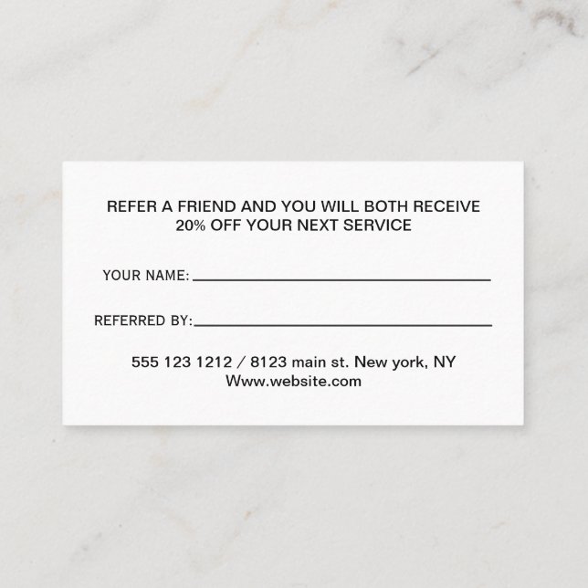  White Dog Paw on black Pet Grooming Service  Referral Card (Back)