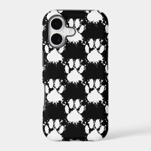 White Dog Paw Pattern With Paint Splatter