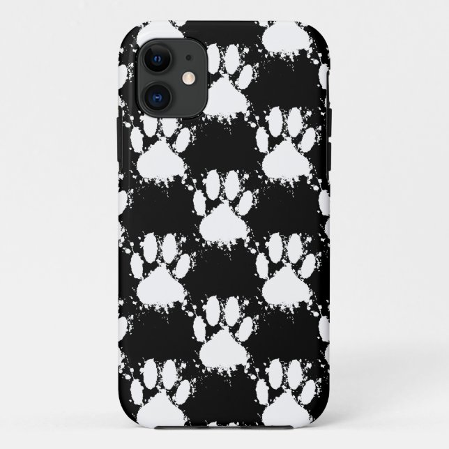 White Dog Paw Pattern With Paint Splatter Case-Mate iPhone Case (Back)
