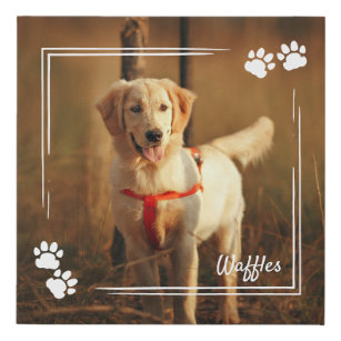 White Dog Paw Print Frame Dog Photo & Name