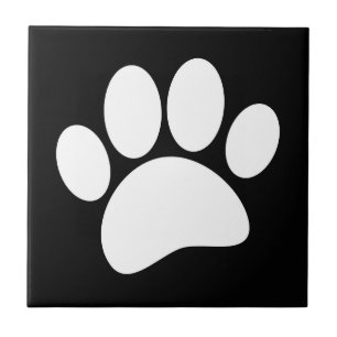 White Dog Paw Print  Tile