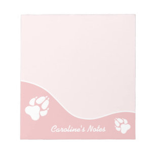 White Dog Paws On Pink With Custom Title Notepad