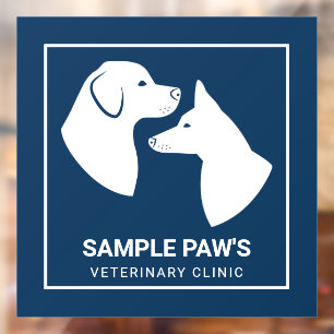 White Dog Silhouettes On Blue - Veterinary Clinic Window Cling