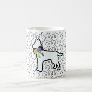 White Dog With Bow   Coffee Mug