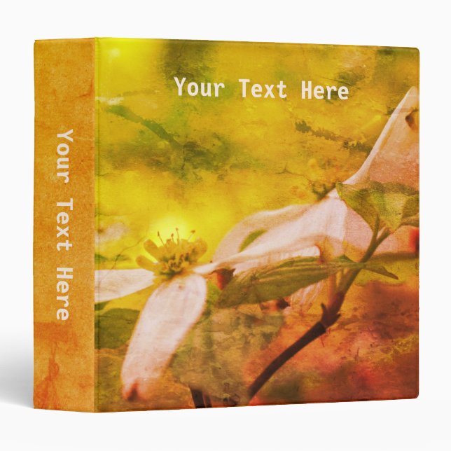 White Dogwood Blossoms Floral Art Personalized  Binder (Front/Spine)