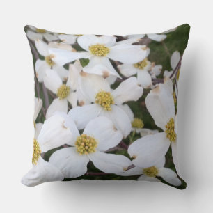 White Dogwood Blossoms Flowers Pillows