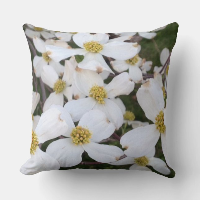 White Dogwood Blossoms Flowers Pillows (Front)