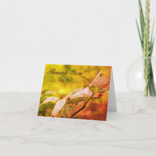 White Dogwood Flower Art Thank You Card